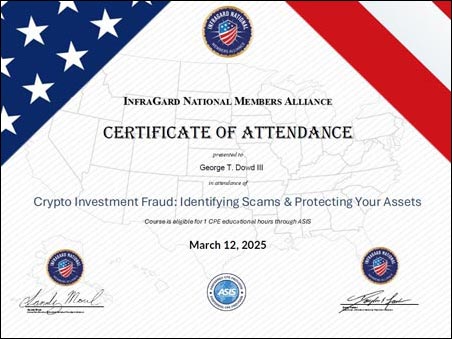 George Dowd Attends InfraGard Crypto Investment Fraud Presentation